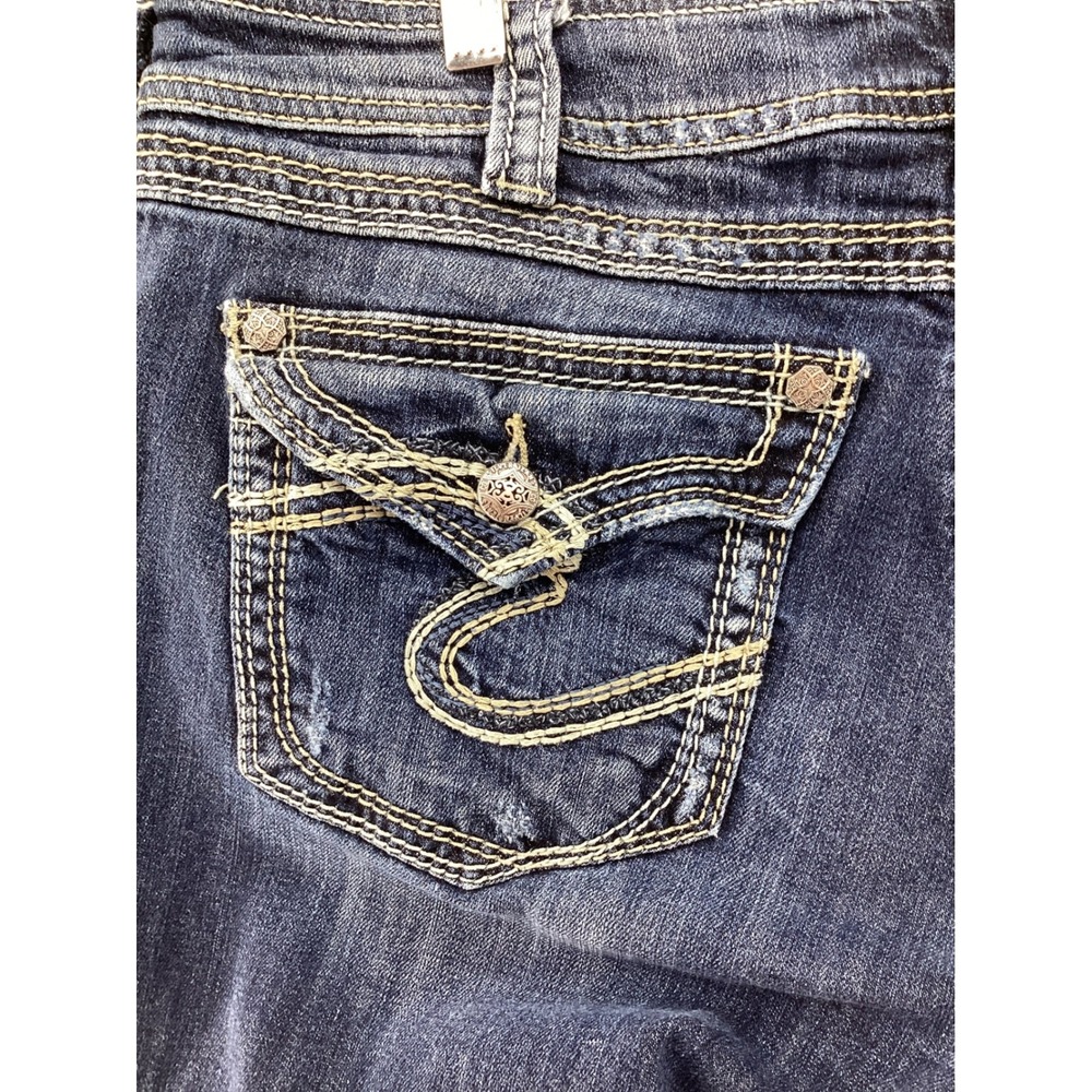 Silver Jeans Co Suki Surplus Bootcut Jeans Dark Wash Distressed Womens 16 L32 - Picture 8 of 10